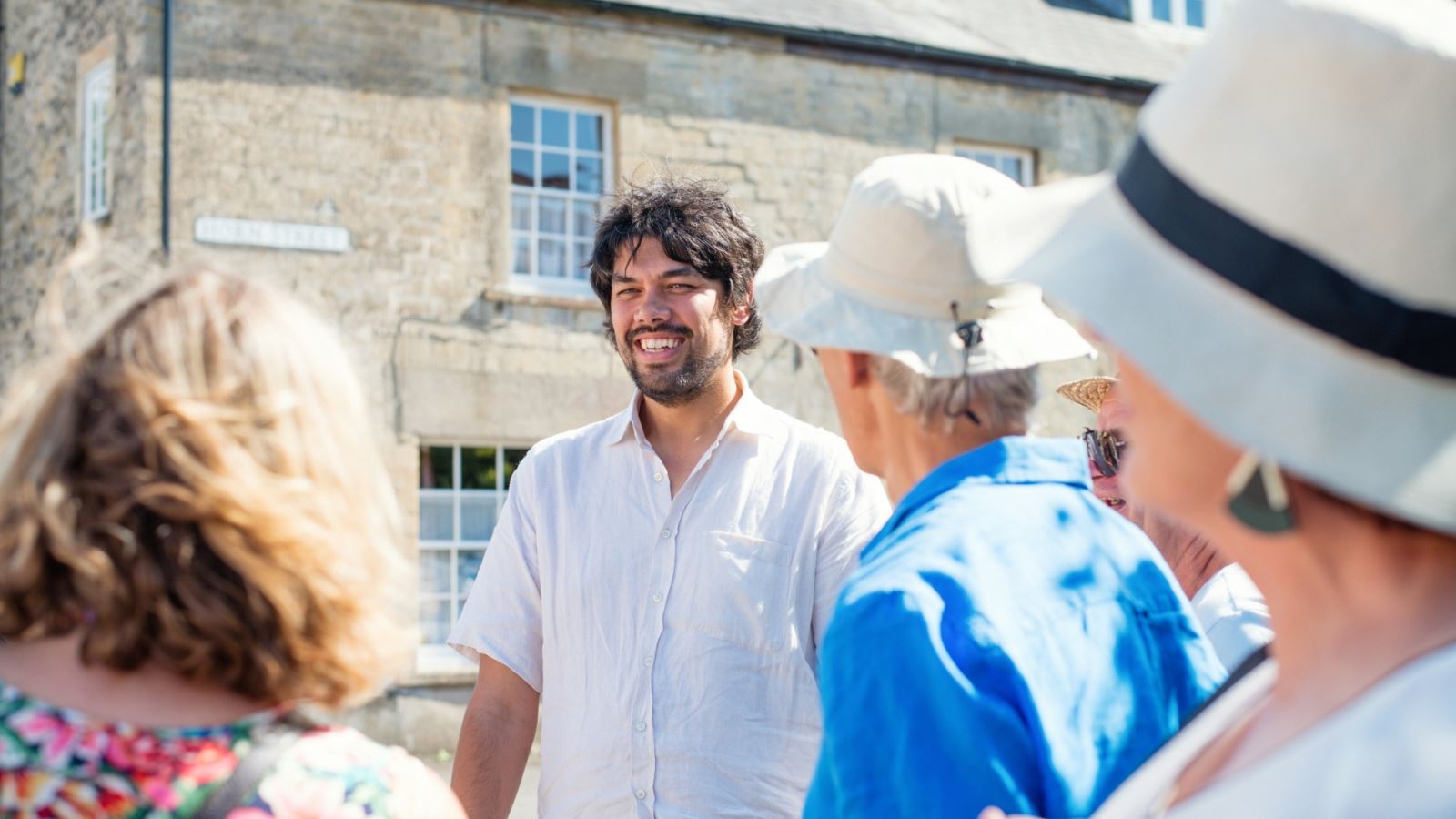 A tour group enjoying a Cotswold village